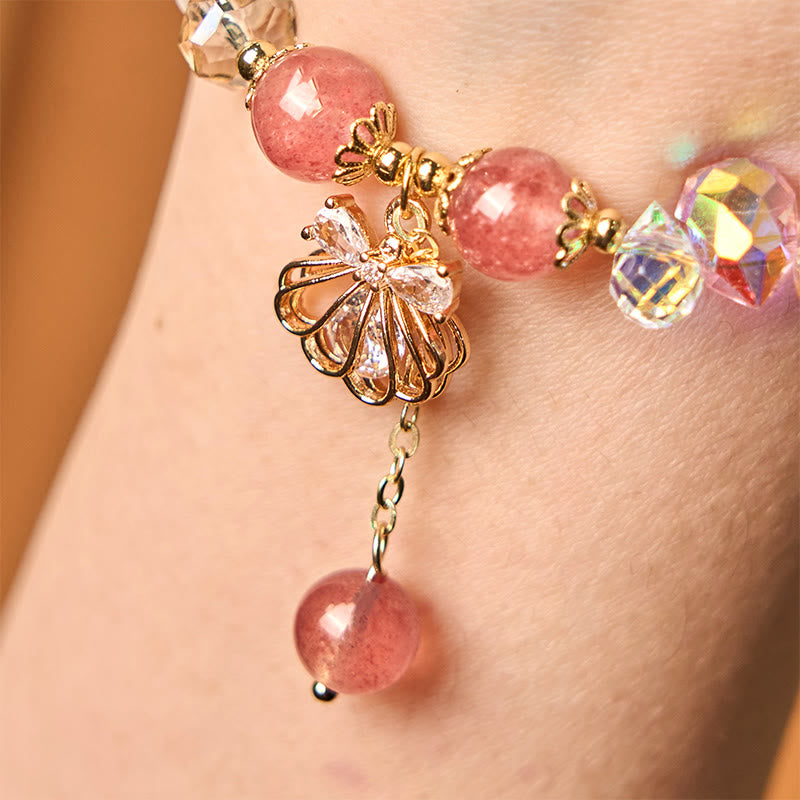 8 mm Erdbeerquarz-Perlenarmband für Heilung und Liebe