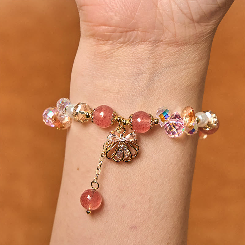 8 mm Erdbeerquarz-Perlenarmband für Heilung und Liebe