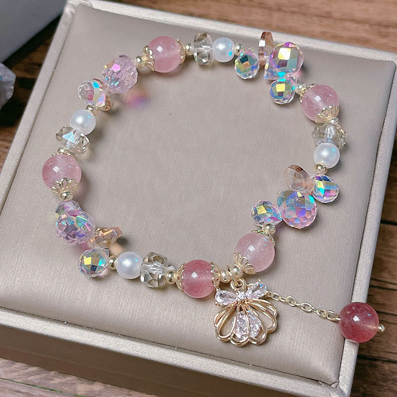 8 mm Erdbeerquarz-Perlenarmband für Heilung und Liebe