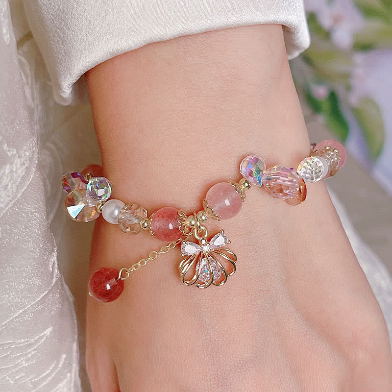 8 mm Erdbeerquarz-Perlenarmband für Heilung und Liebe