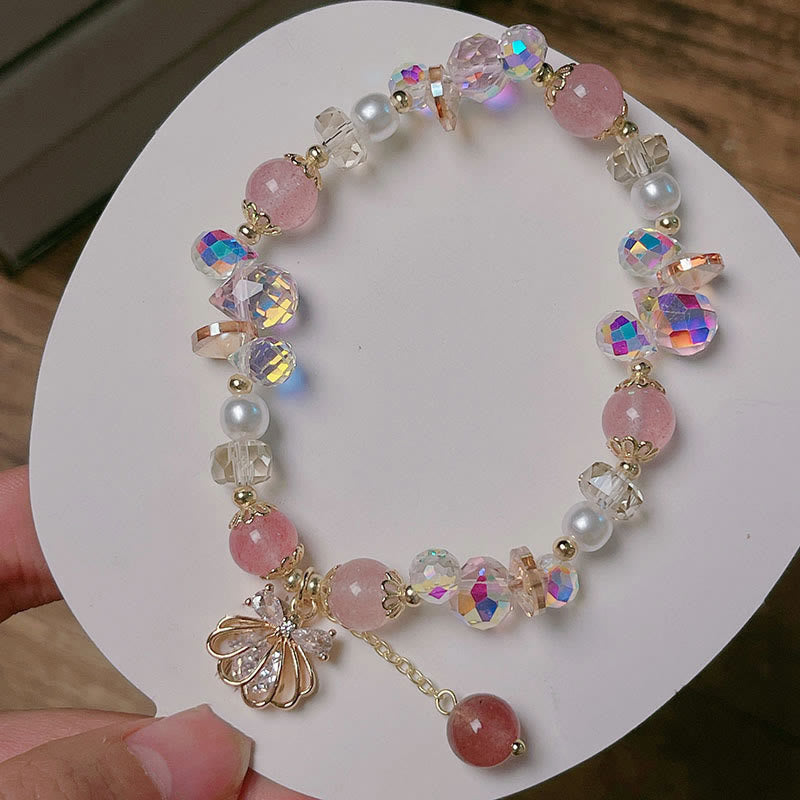 8 mm Erdbeerquarz-Perlenarmband für Heilung und Liebe
