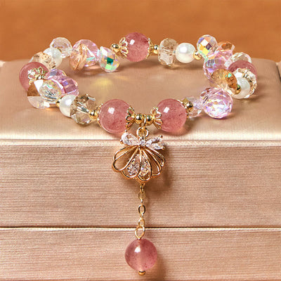 8 mm Erdbeerquarz-Perlenarmband für Heilung und Liebe