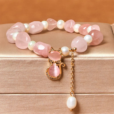 8 mm Erdbeerquarz-Perlen-Armband mit positiver Energie für Damen
