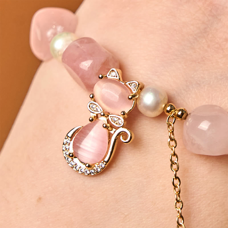 8 mm Erdbeerquarz-Perlen-Armband mit positiver Energie für Damen