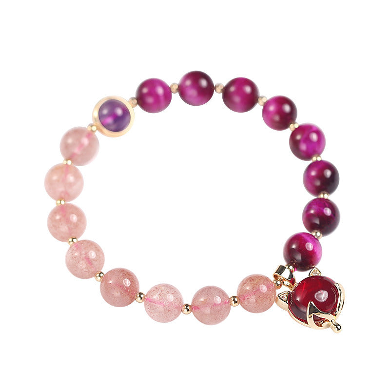 8 mm Erdbeerquarz-Pixiu-Armband – Liebe, Reichtum und Schutz