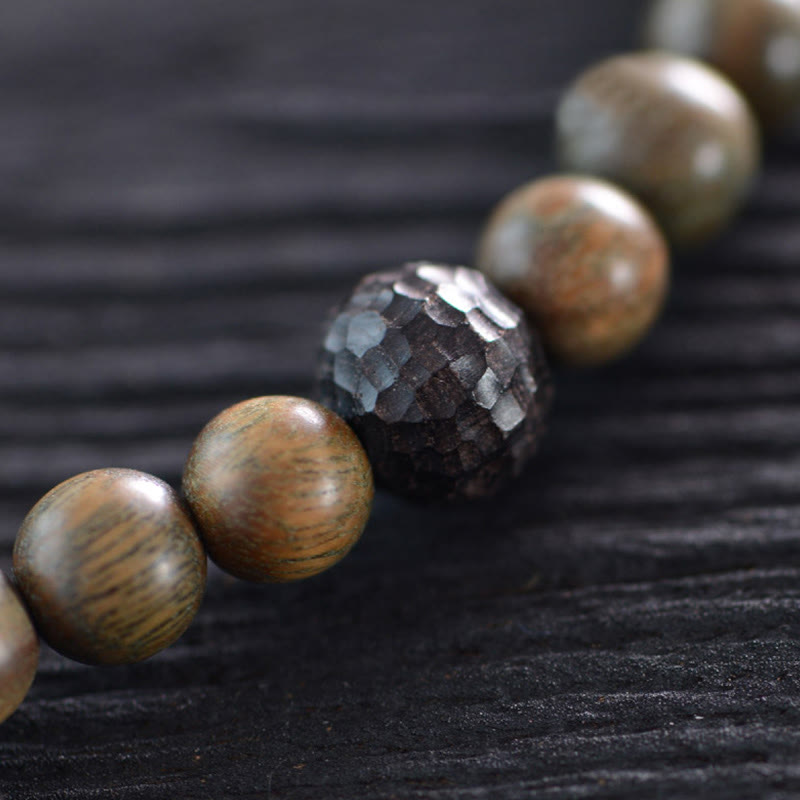 8 mm spirituelles Armband aus tibetischem Ebenholz und grünem Sandelholz