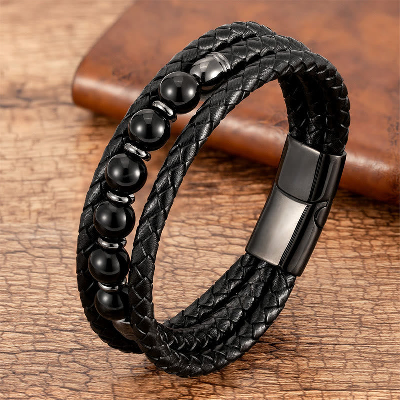 8 mm Tigerauge-Perlen-Positives Balance-Lederarmband