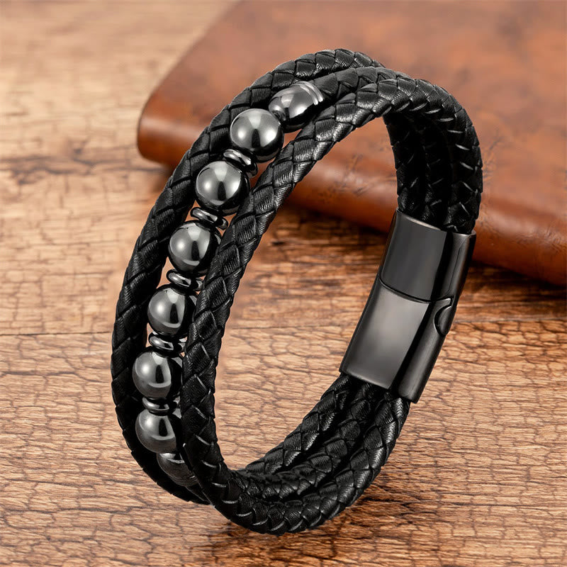 8 mm Tigerauge-Perlen-Positives Balance-Lederarmband
