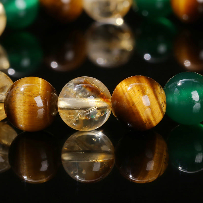 8 mm Tigerauge Citrin Grüner Achat Schutzarmband