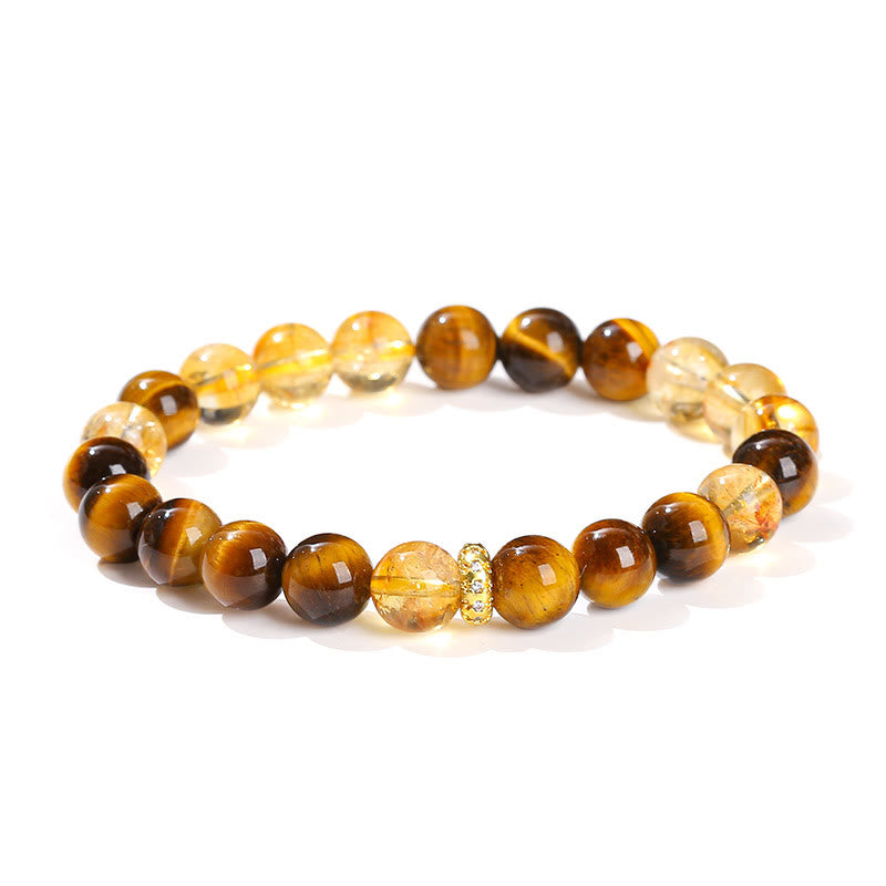 8 mm Tigerauge-Citrin-Kraftarmband für Damen