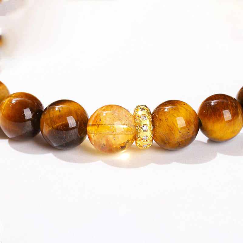 8 mm Tigerauge-Citrin-Kraftarmband für Damen