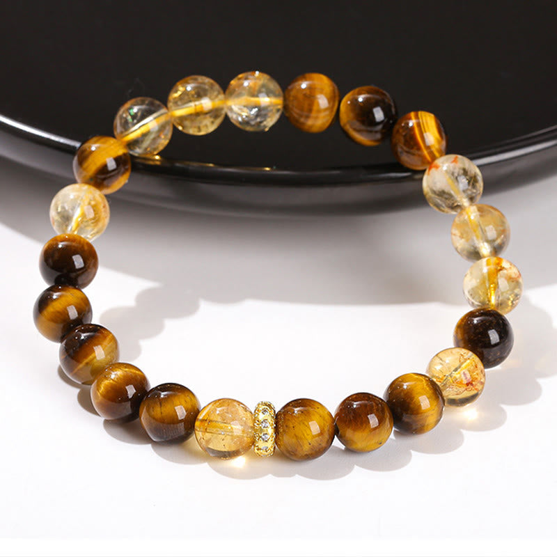 8 mm Tigerauge-Citrin-Kraftarmband für Damen