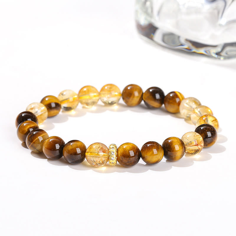 8 mm Tigerauge-Citrin-Kraftarmband für Damen