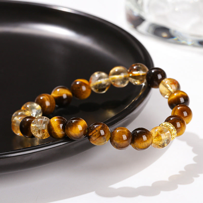 8 mm Tigerauge-Citrin-Kraftarmband für Damen