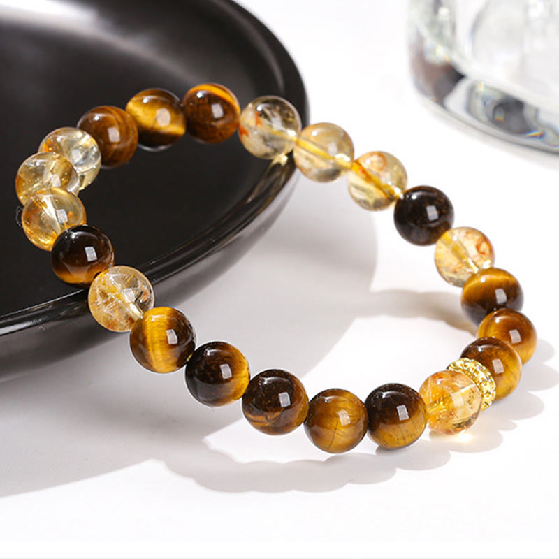 8 mm Tigerauge-Citrin-Kraftarmband für Damen