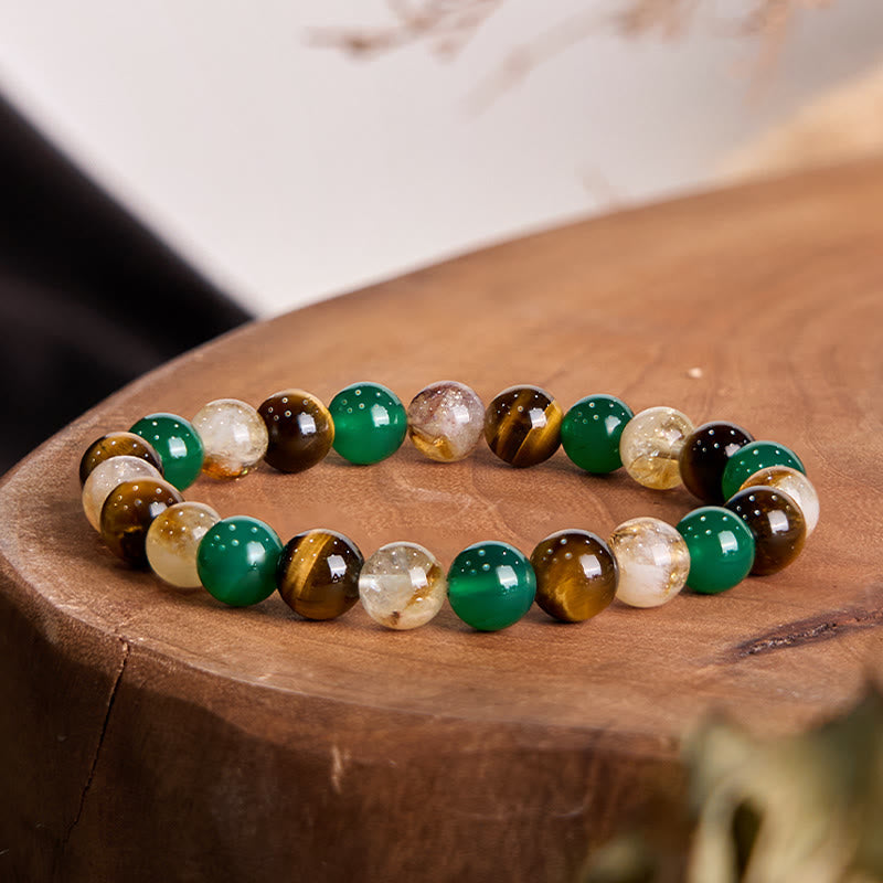 8 mm Tigerauge, grüner Achat, Citrin, Schutzarmband