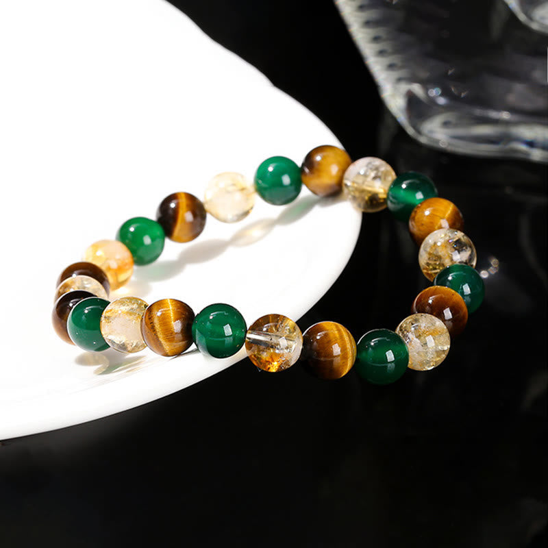 8 mm Tigerauge, grüner Achat, Citrin, Schutzarmband