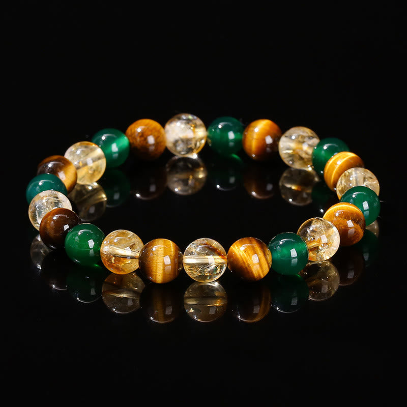 8 mm Tigerauge, grüner Achat, Citrin, Schutzarmband