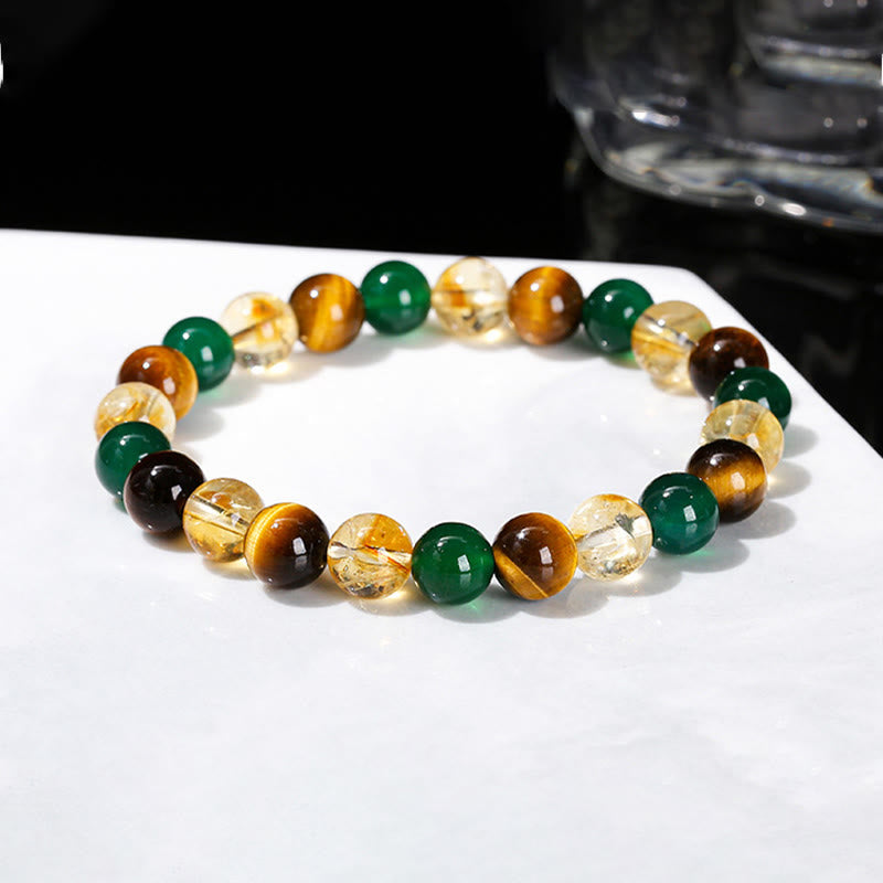 8 mm Tigerauge, grüner Achat, Citrin, Schutzarmband