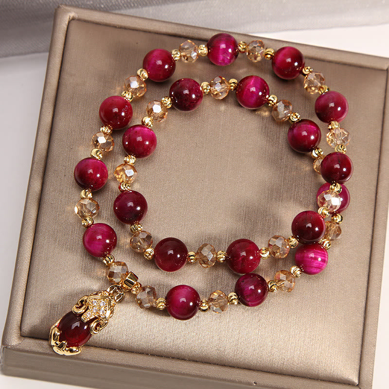 8 mm Tigerauge Pixiu Fuchs Doppelwickel-Schutzarmband