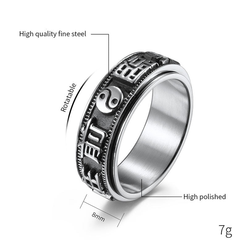 8 mm Titanstahl-beruhigender spiritueller Ring für Schlaf und Gleichgewicht
