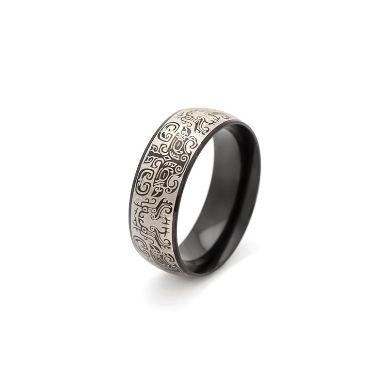 8 mm Taotie-Ring aus Titanstahl für Glück und Reichtum