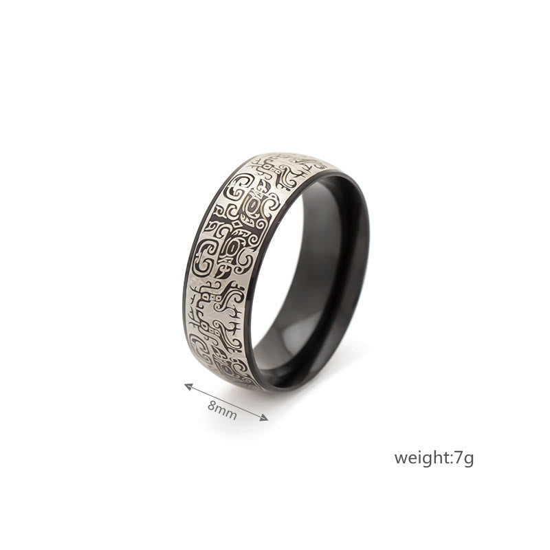 8 mm Taotie-Ring aus Titanstahl für Glück und Reichtum