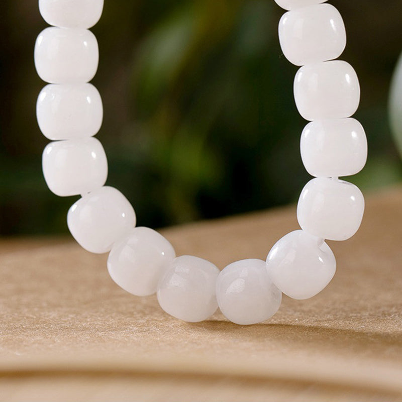 8 mm weißes Jade-Schutzarmband für Glück und Erfolg