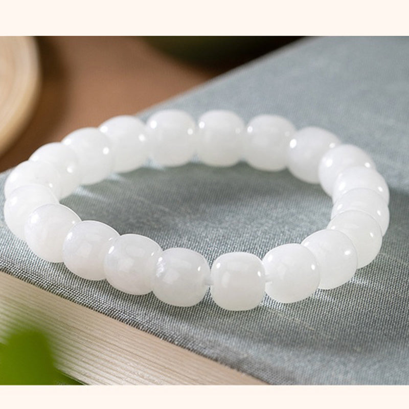 8 mm weißes Jade-Schutzarmband für Glück und Erfolg