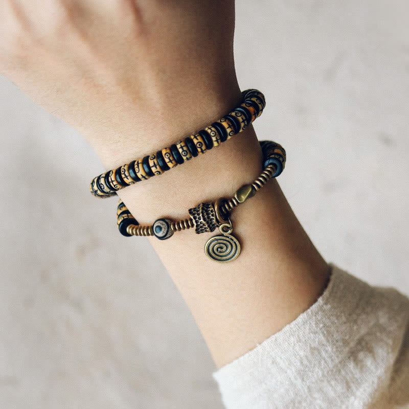 8 mm Yak-Knochen-Ebenholz-Stärke-Doppelwickelarmband