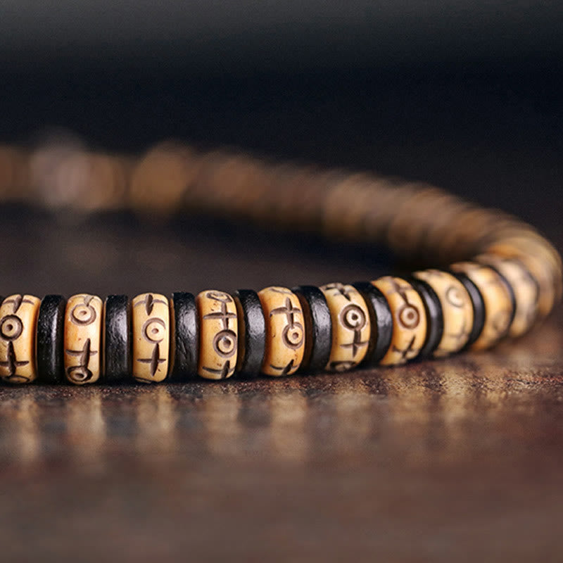 8 mm Yak-Knochen-Ebenholz-Stärke-Doppelwickelarmband