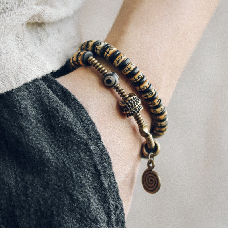 8 mm Yak-Knochen-Ebenholz-Stärke-Doppelwickelarmband