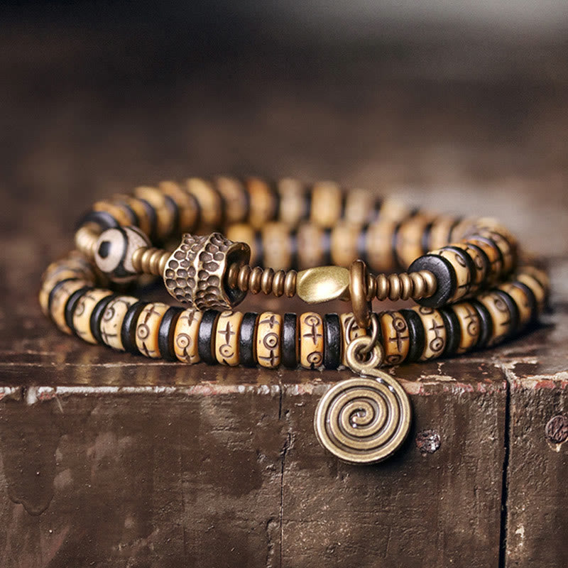 8 mm Yak-Knochen-Ebenholz-Stärke-Doppelwickelarmband