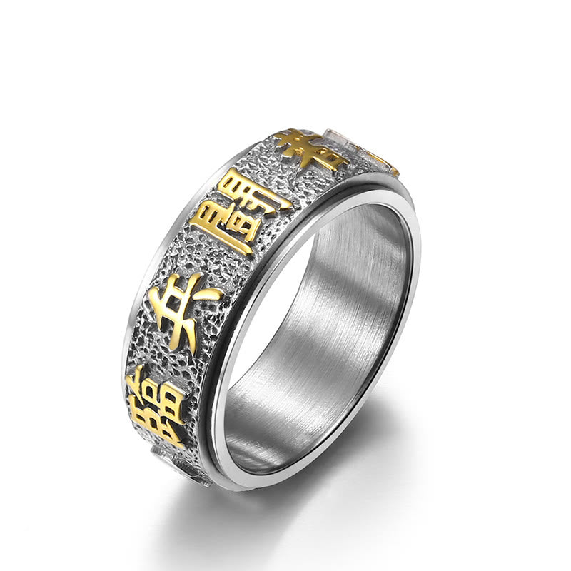 8 mm Yin Yang Neun-Wort-Mantra Titanstahl-Drehring