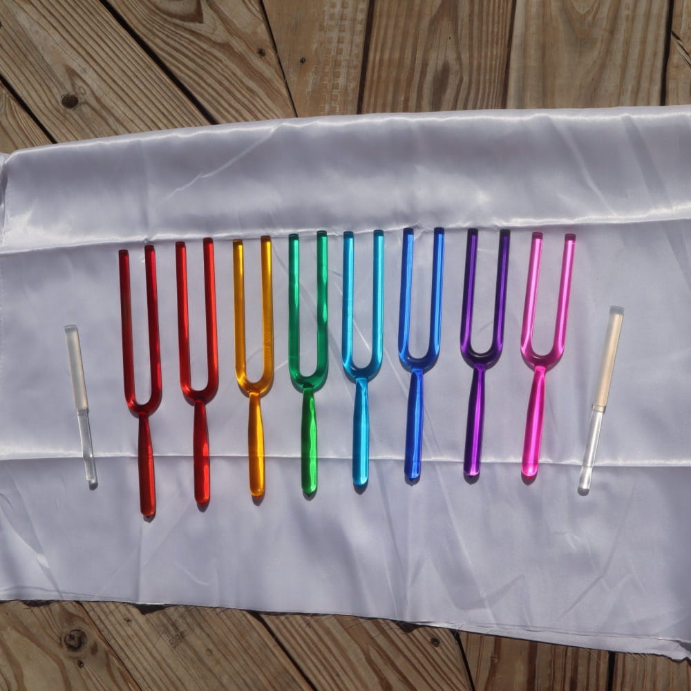 8pc Crystal Tuning Fork Set - CDEFGABC Notes Sound Healing - On sale