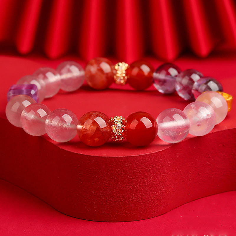 9,5 mm Fünf-Elemente-Heilarmband aus grünem Phantomachat