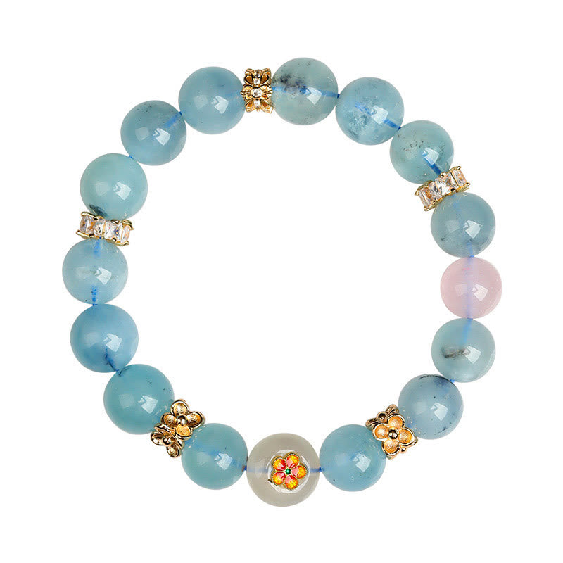 9,5 mm Fünf-Elemente-Heilarmband aus grünem Phantomachat