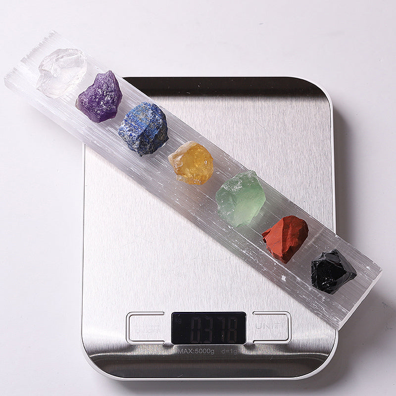 9" Chakra Selenite Crystal Wand for Meditation & Spiritual Healing