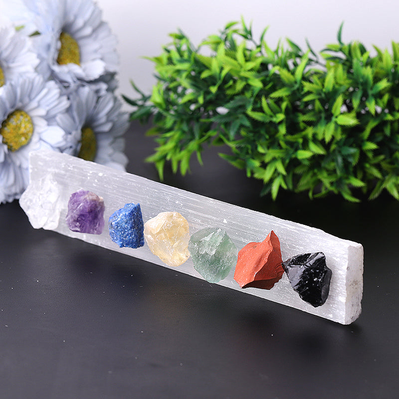 9" Chakra Selenite Crystal Wand for Meditation & Spiritual Healing