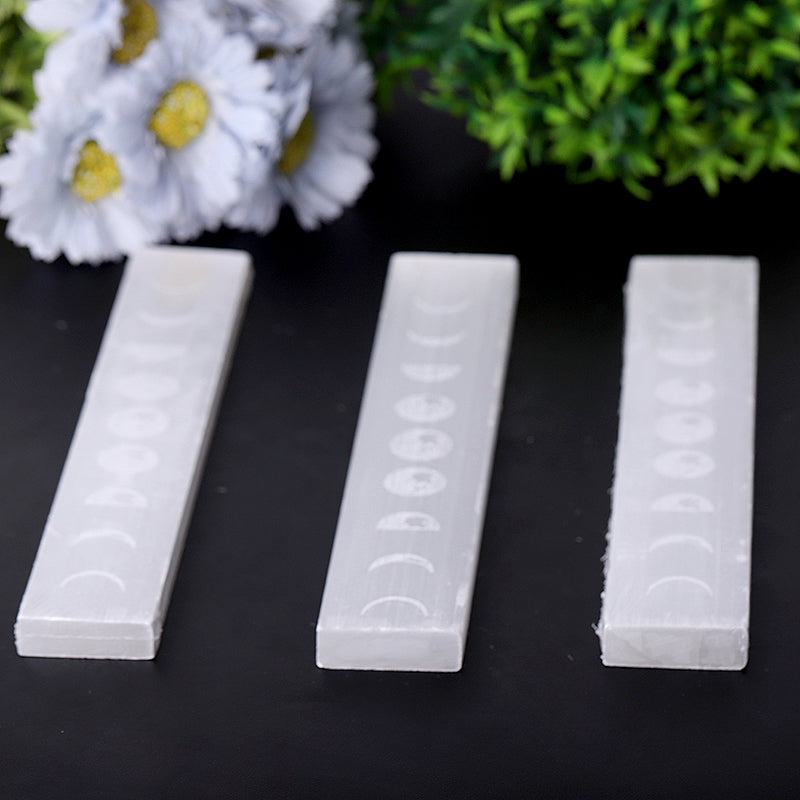9-inch Selenite Wand with Moon Pattern for Meditation