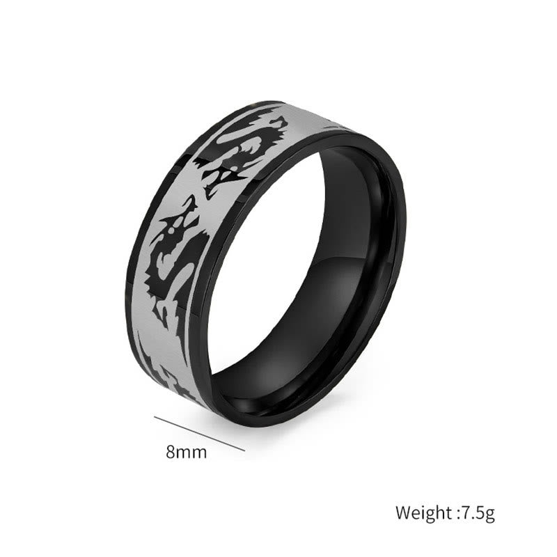 8mm Titanium Steel Dragon Carved Protection Ring