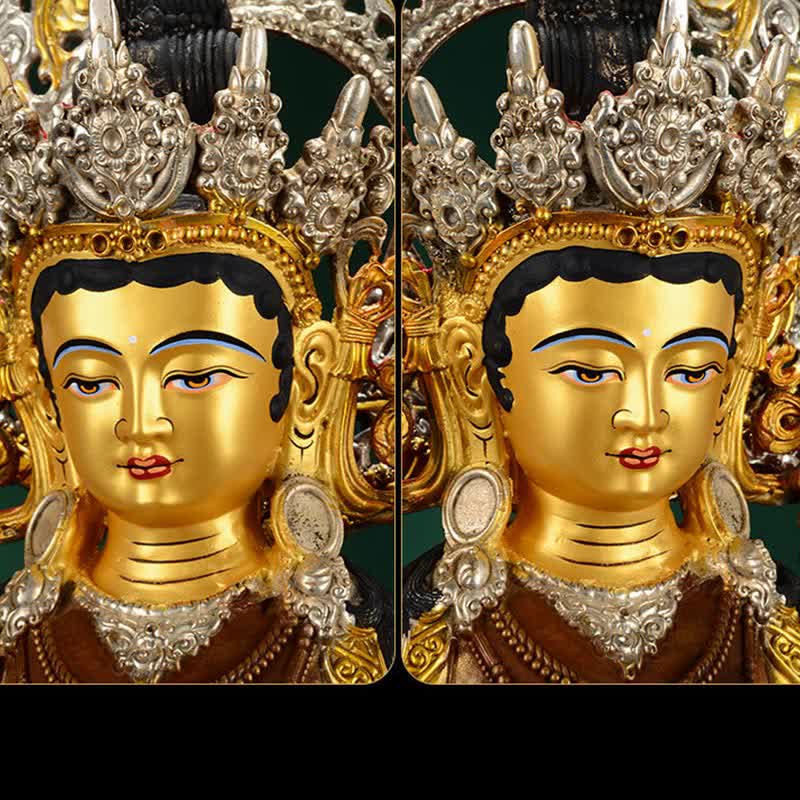 10 Inch Green Tara Copper Buddha Statue for Hope & Protection