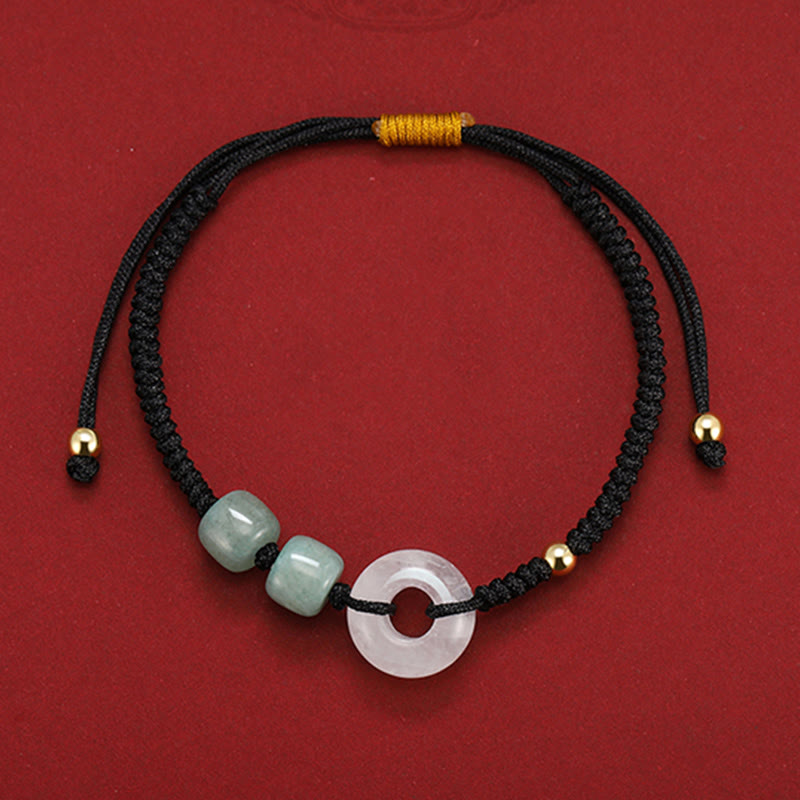 Green Aventurine White Jade Peace Buckle Couple Bracelet