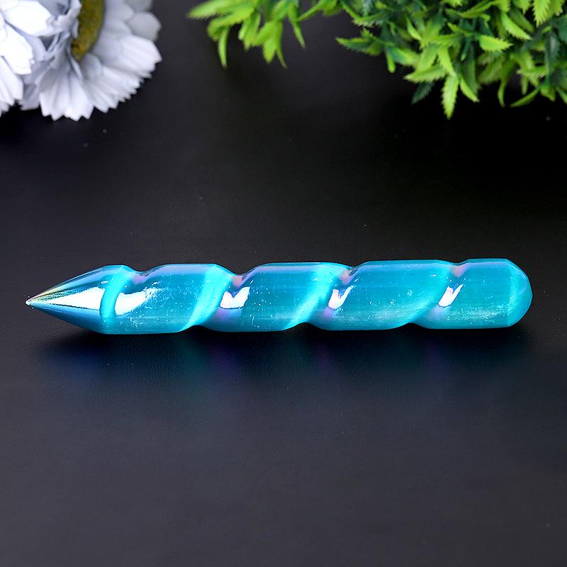6" Aura Spiral Selenit Kristall Zauberstab