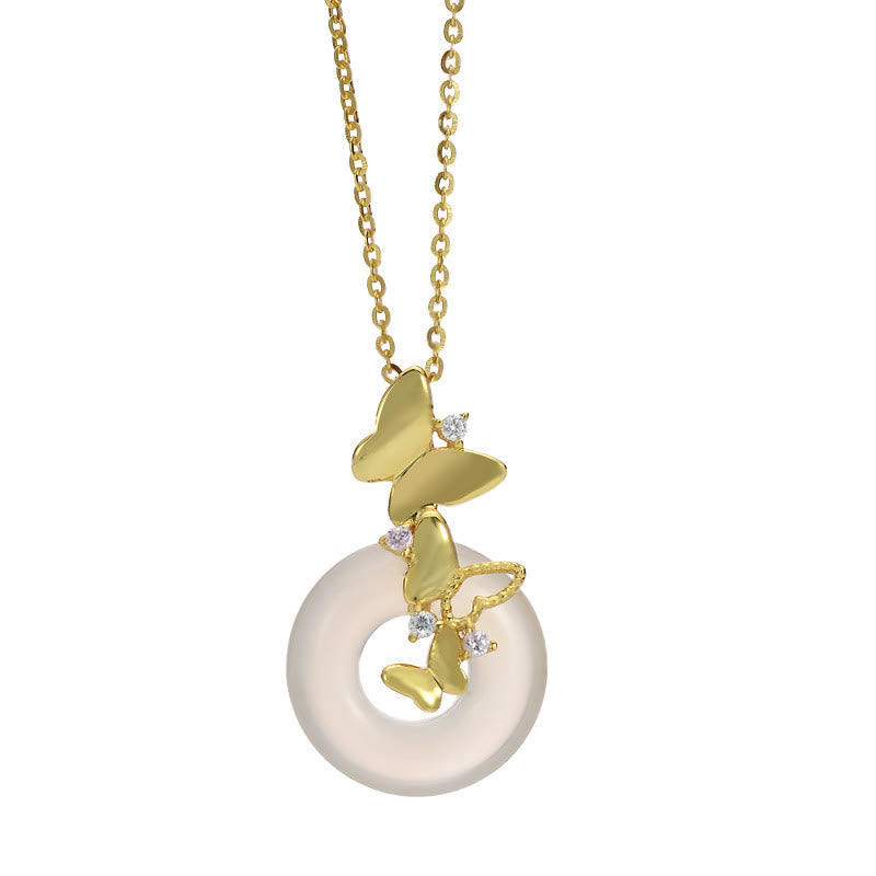 Halskette mit Schmetterlings-Chalcedon-Anhänger aus 925er Silber