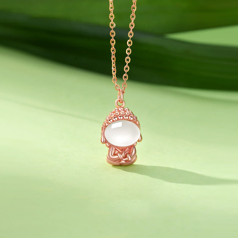 925 Silber Chalcedon Buddha Anhänger Halskette