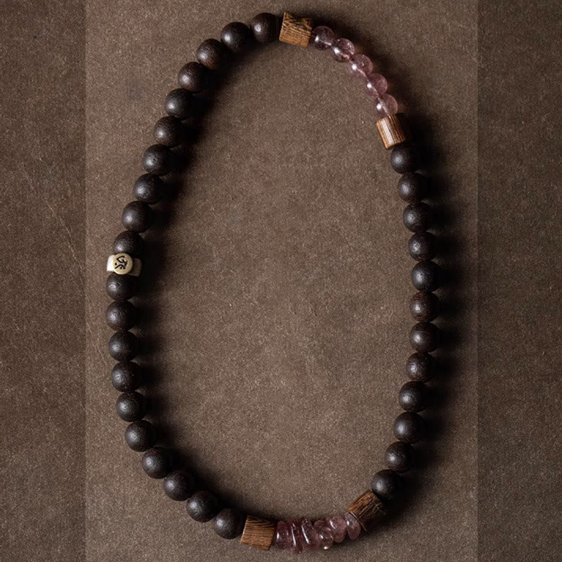 925 Silber Chinesisches Sternzeichen Armband mit Adlerholz &amp; Erdbeerquarz