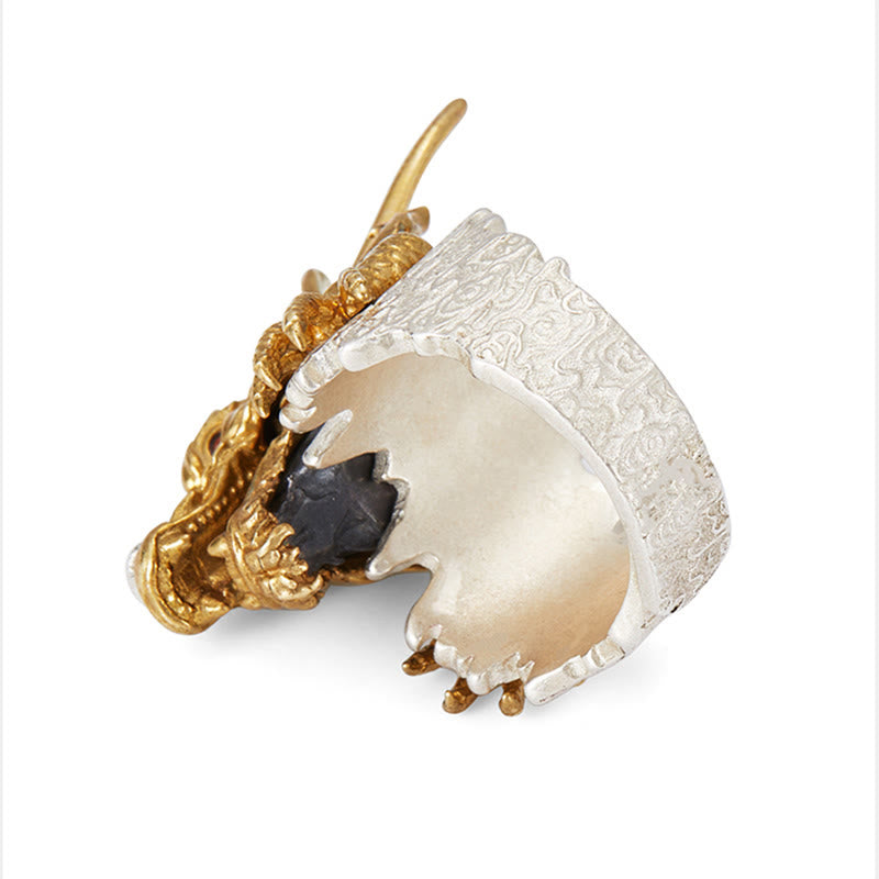 Verstellbarer Drachenschutz-Erfolgsring aus 925er Sterlingsilber