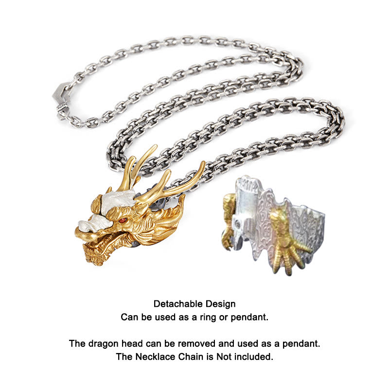 Verstellbarer Drachenschutz-Erfolgsring aus 925er Sterlingsilber