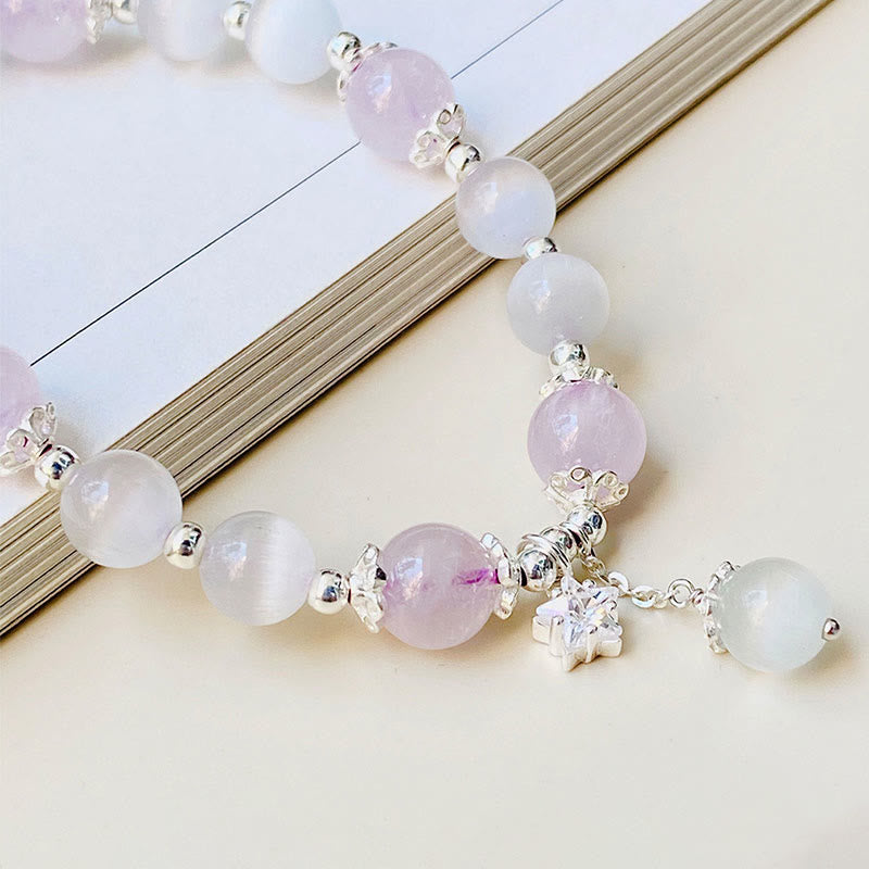 Armband mit spirituellem Bewusstsein aus 925er Sterlingsilber mit Amethyst-Katzenauge